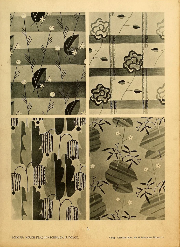 An illustration from Neuer Flächen-Schmuck, III. Folge... Ornamentale Anregungen für die Textilindustrie, 1929, leaf 5