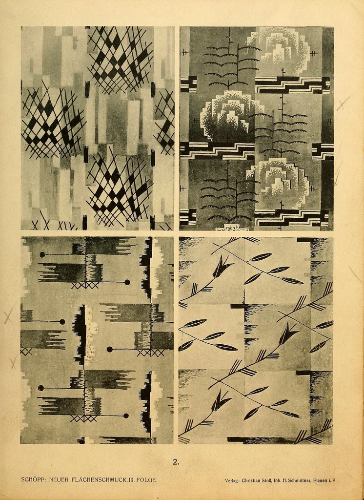 An illustration from Neuer Flächen-Schmuck, III. Folge... Ornamentale Anregungen für die Textilindustrie, 1929, leaf 7