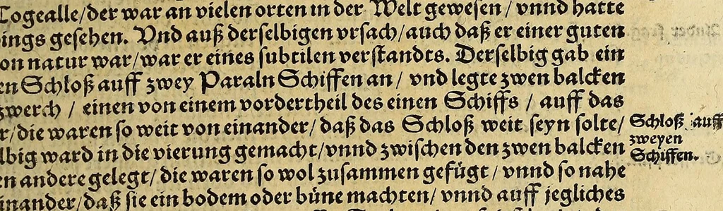 An illustration from Neue Welt : das ist, warhafftige Beschreibunge aller schönen Historien von Erfindung viler vnbekanten Königreichen, Landschafften, Insulen vnnd Stedten ... Dergleichen vorhin in Keinen Chronicken beschrieben ... zur Fürderung des gemeinen Nutzes zusamen getragen., 1567, leaf 207