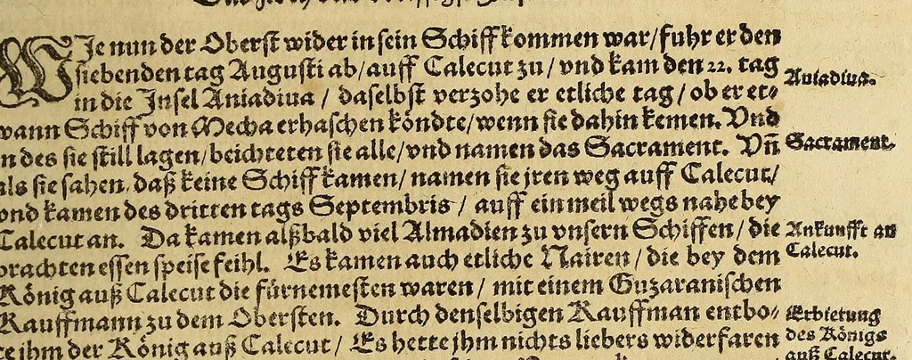 An illustration from Neue Welt : das ist, warhafftige Beschreibunge aller schönen Historien von Erfindung viler vnbekanten Königreichen, Landschafften, Insulen vnnd Stedten ... Dergleichen vorhin in Keinen Chronicken beschrieben ... zur Fürderung des gemeinen Nutzes zusamen getragen., 1567, leaf 99