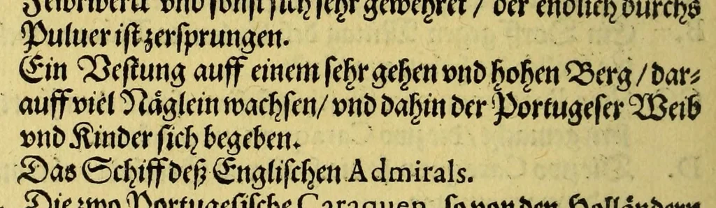 An illustration from Neundte Schiffart, das ist: Gründtliche Erklärung, was sich mit den Holl- vnnd Seeländern in Ost-Indien Anno 1604. vnd 1605. vnter dem Admiral Steffan von der Hagen zugetragen, : vnd wie sie endlich in jüngst abgeloffenem Aprili mit zwey Schiffen in Hollandt ankommen, 1606, leaf 68