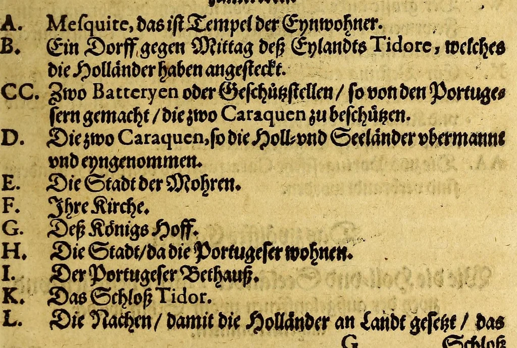 An illustration from Neundte Schiffart, : das ist: Gründtliche Erklärung, was sich mit den Holl- vnnd Seeländern in Ost-Indien Anno 1604. vnd 1605. vnter dem Admiral Steffan von der Hagen zugetragen, vnd wie sie endlich in jüngst abgeloffenem Aprili mit zwey Schiffen in Hollandt ankommen, 1606, leaf 53