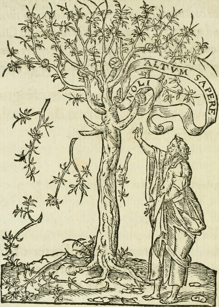 An illustration from Nevf livres de la dignité et de l'accroissement des sciences, 1632, leaf 17