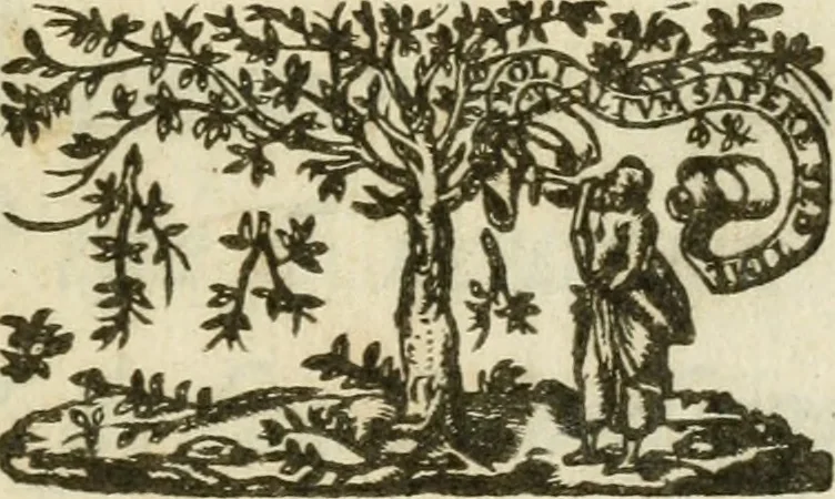 An illustration from Nevf livres de la dignité et de l'accroissement des sciences, 1632, leaf 2