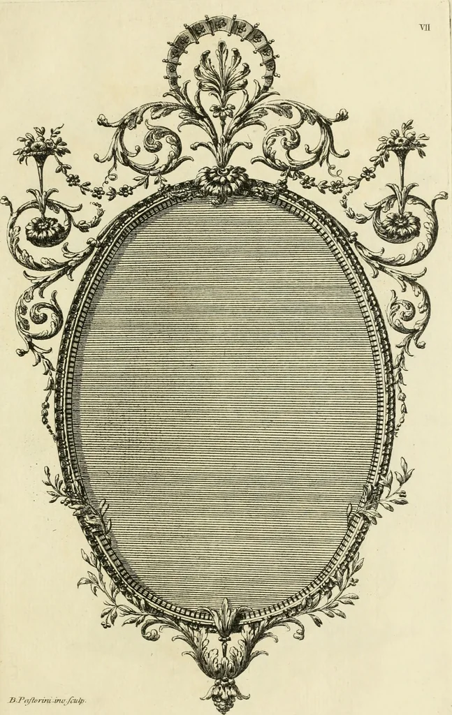An illustration from A new book of designs for girandoles and glass frames in the present taste [graphic], 1775, leaf 12