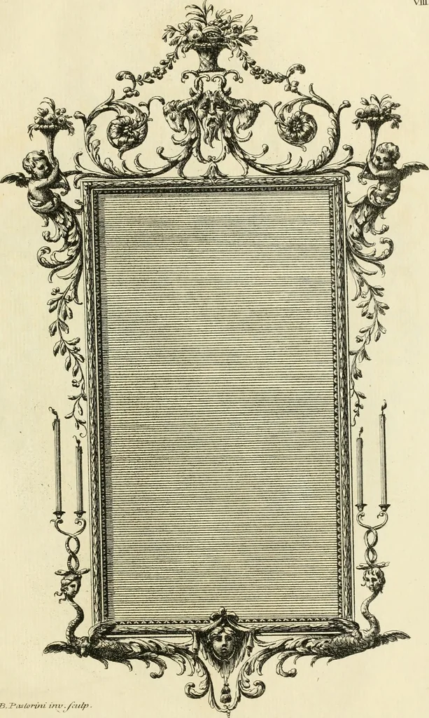 An illustration from A new book of designs for girandoles and glass frames in the present taste [graphic], 1775, leaf 14