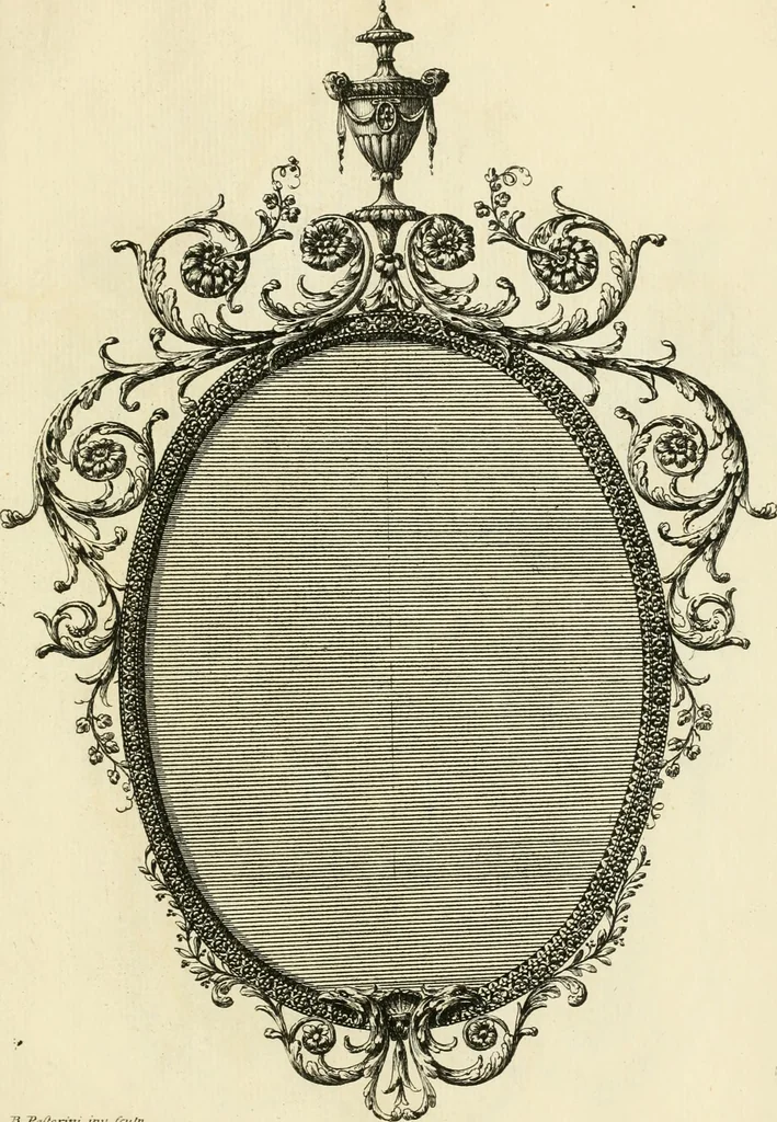 An illustration from A new book of designs for girandoles and glass frames in the present taste [graphic], 1775, leaf 6