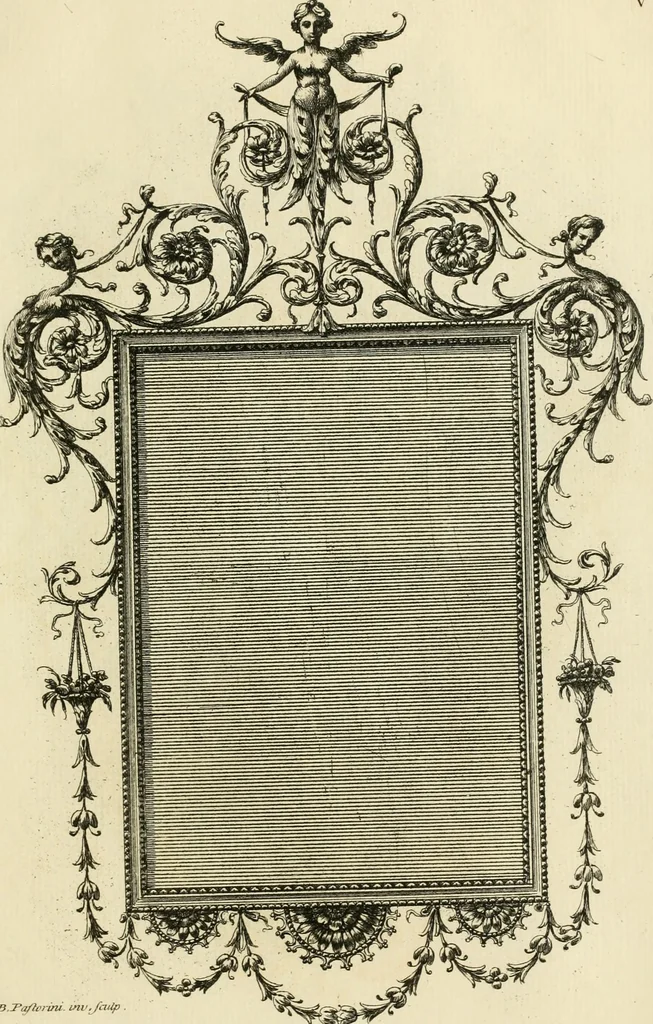 An illustration from A new book of designs for girandoles and glass frames in the present taste [graphic], 1775, leaf 8