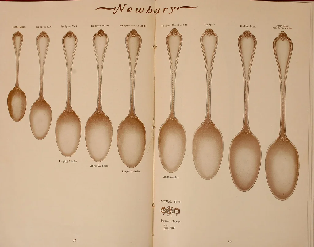 An illustration from Newbury: a pattern of flatware made in sterling silver by the Towle Mfg. Company; with some history of Newbury: Massachusetts and its progenitor Newbury: England, 1907, leaf 38
