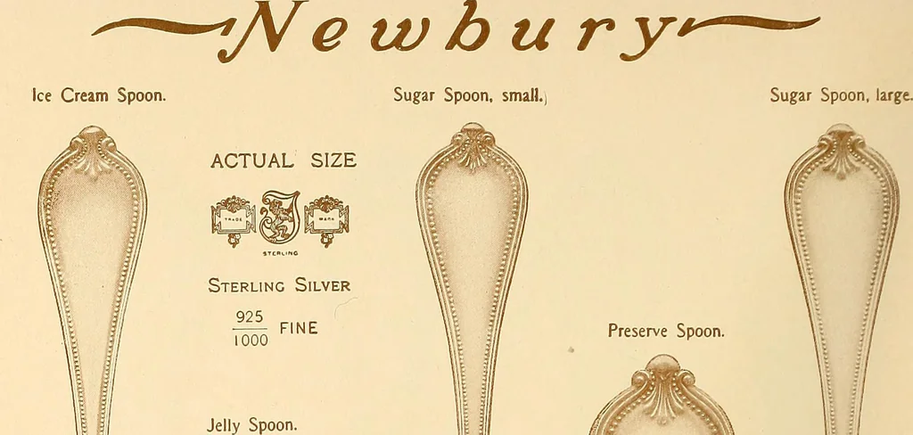 An illustration from Newbury: a pattern of flatware made in sterling silver by the Towle Mfg. Company; with some history of Newbury: Massachusetts and its progenitor Newbury: England, 1907, leaf 41