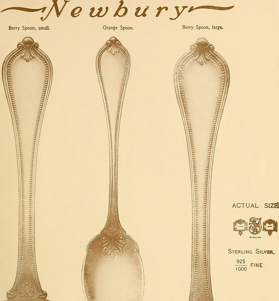 An illustration from Newbury: a pattern of flatware made in sterling silver by the Towle Mfg. Company; with some history of Newbury: Massachusetts and its progenitor Newbury: England, 1907, leaf 42