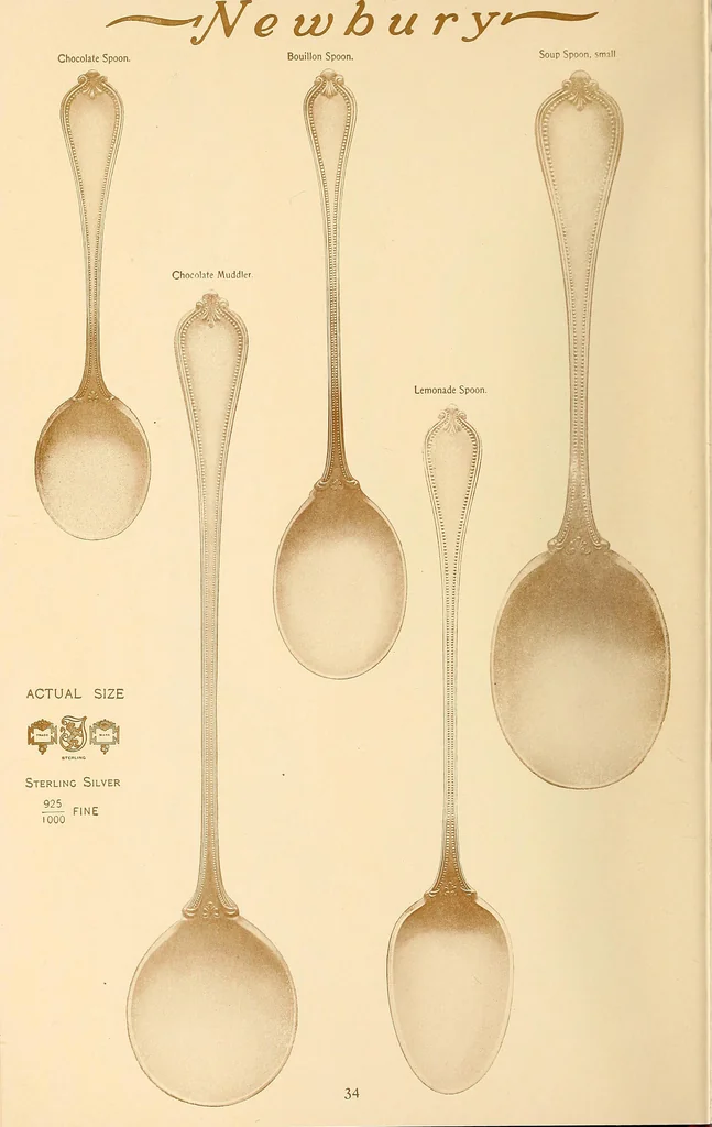 An illustration from Newbury: a pattern of flatware made in sterling silver by the Towle Mfg. Company; with some history of Newbury: Massachusetts and its progenitor Newbury: England, 1907, leaf 43
