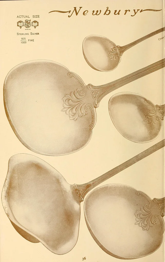An illustration from Newbury: a pattern of flatware made in sterling silver by the Towle Mfg. Company; with some history of Newbury: Massachusetts and its progenitor Newbury: England, 1907, leaf 45