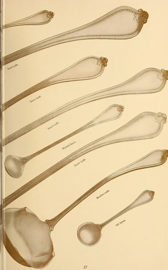 An illustration from Newbury: a pattern of flatware made in sterling silver by the Towle Mfg. Company; with some history of Newbury: Massachusetts and its progenitor Newbury: England, 1907, leaf 46