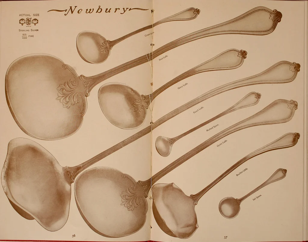 An illustration from Newbury: a pattern of flatware made in sterling silver by the Towle Mfg. Company; with some history of Newbury: Massachusetts and its progenitor Newbury: England, 1907, leaf 48