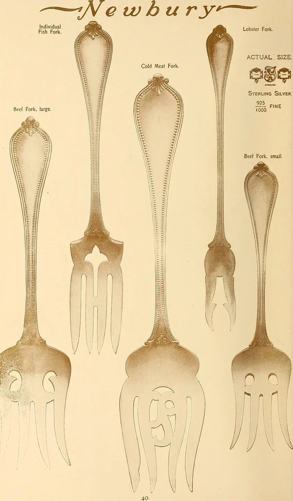 An illustration from Newbury: a pattern of flatware made in sterling silver by the Towle Mfg. Company; with some history of Newbury: Massachusetts and its progenitor Newbury: England, 1907, leaf 51