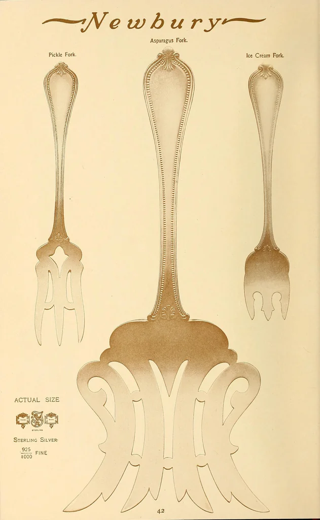 An illustration from Newbury: a pattern of flatware made in sterling silver by the Towle Mfg. Company; with some history of Newbury: Massachusetts and its progenitor Newbury: England, 1907, leaf 53