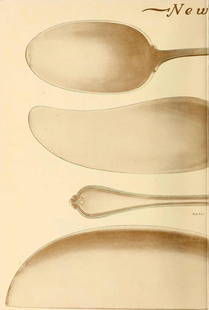 An illustration from Newbury: a pattern of flatware made in sterling silver by the Towle Mfg. Company; with some history of Newbury: Massachusetts and its progenitor Newbury: England, 1907, leaf 55