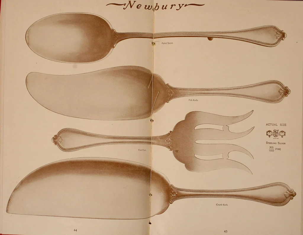 An illustration from Newbury: a pattern of flatware made in sterling silver by the Towle Mfg. Company; with some history of Newbury: Massachusetts and its progenitor Newbury: England, 1907, leaf 58