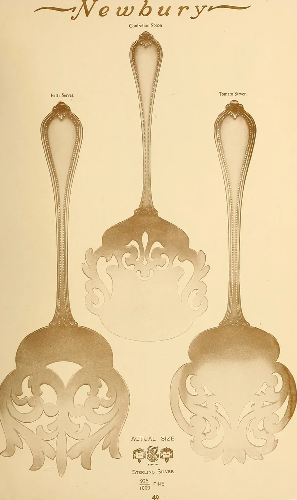 An illustration from Newbury: a pattern of flatware made in sterling silver by the Towle Mfg. Company; with some history of Newbury: Massachusetts and its progenitor Newbury: England, 1907, leaf 62