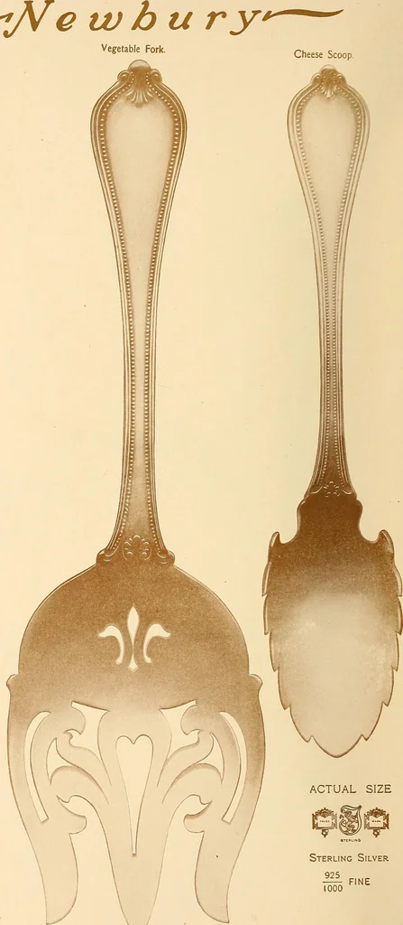 An illustration from Newbury: a pattern of flatware made in sterling silver by the Towle Mfg. Company; with some history of Newbury: Massachusetts and its progenitor Newbury: England, 1907, leaf 63