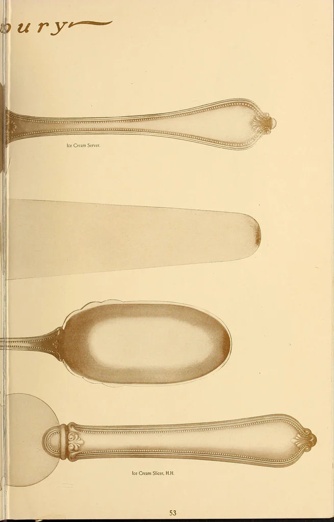 An illustration from Newbury: a pattern of flatware made in sterling silver by the Towle Mfg. Company; with some history of Newbury: Massachusetts and its progenitor Newbury: England, 1907, leaf 66