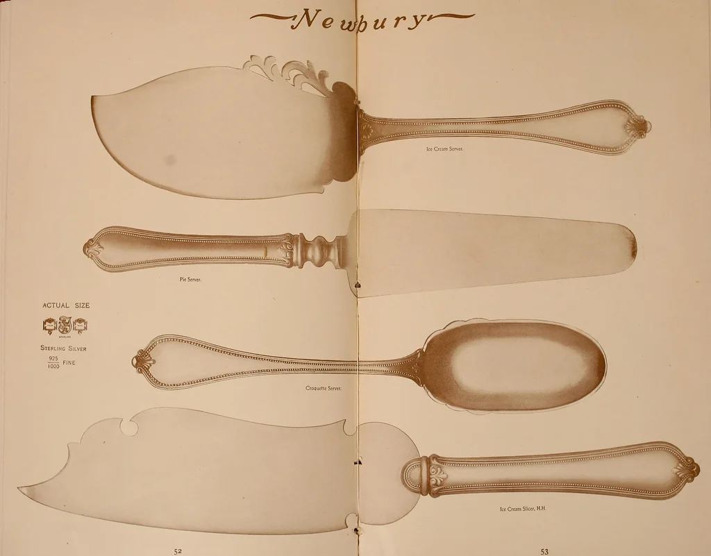An illustration from Newbury: a pattern of flatware made in sterling silver by the Towle Mfg. Company; with some history of Newbury: Massachusetts and its progenitor Newbury: England, 1907, leaf 68