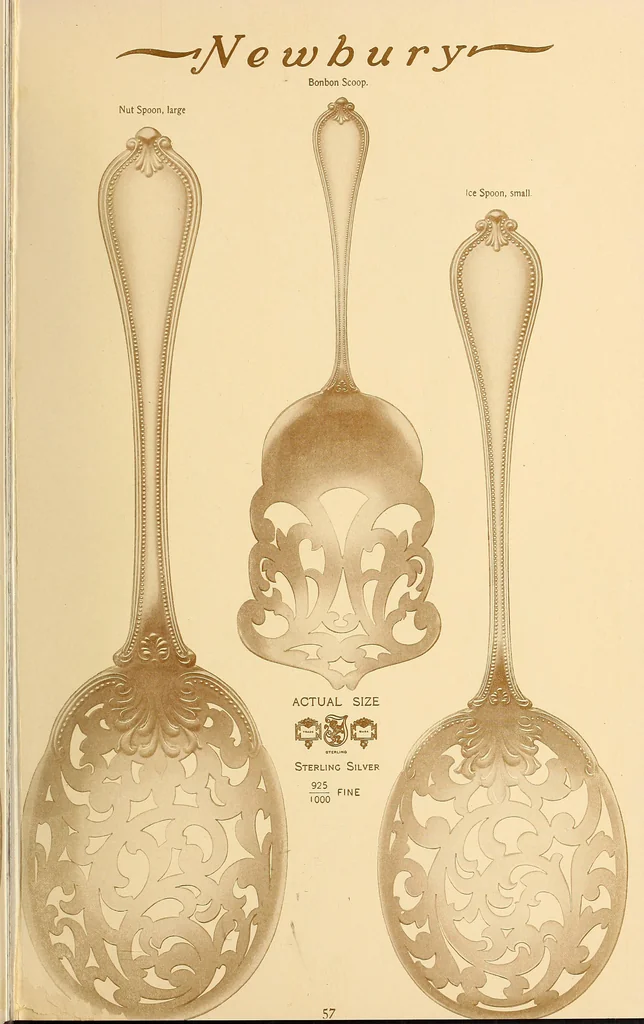 An illustration from Newbury: a pattern of flatware made in sterling silver by the Towle Mfg. Company; with some history of Newbury: Massachusetts and its progenitor Newbury: England, 1907, leaf 72