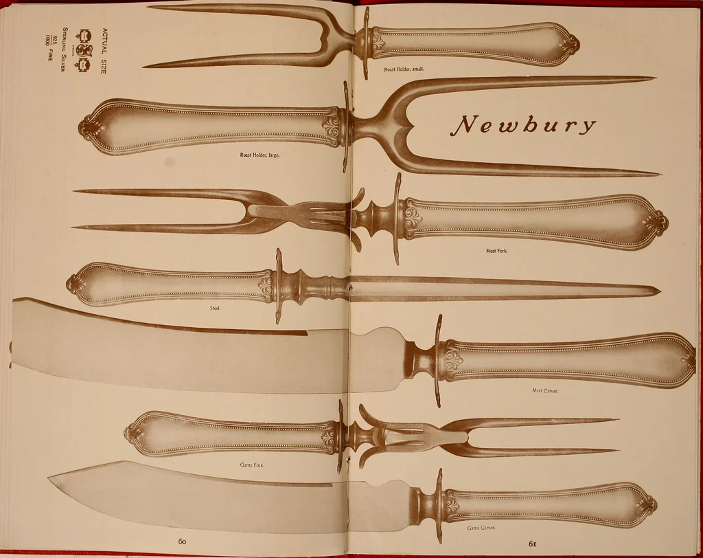An illustration from Newbury: a pattern of flatware made in sterling silver by the Towle Mfg. Company; with some history of Newbury: Massachusetts and its progenitor Newbury: England, 1907, leaf 78