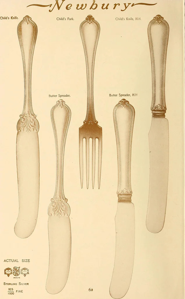 An illustration from Newbury: a pattern of flatware made in sterling silver by the Towle Mfg. Company; with some history of Newbury: Massachusetts and its progenitor Newbury: England, 1907, leaf 79