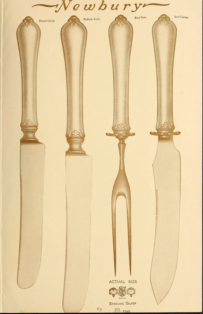 An illustration from Newbury: a pattern of flatware made in sterling silver by the Towle Mfg. Company; with some history of Newbury: Massachusetts and its progenitor Newbury: England, 1907, leaf 80