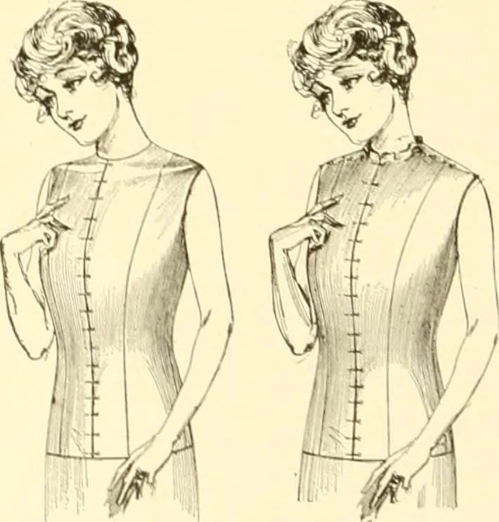 An illustration from The new dressmaker; with complete and fully illustrated instructions on every point connected with sewing, dressmaking and tailoring, from the actual stitches to the cutting, making, altering, mending, and cleaning of clothes for ladies, misses, girls, children, infants, men and boys, 1921, leaf 27