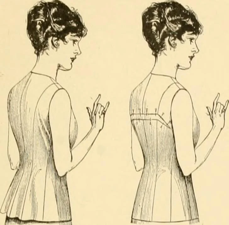 An illustration from The new dressmaker; with complete and fully illustrated instructions on every point connected with sewing, dressmaking and tailoring, from the actual stitches to the cutting, making, altering, mending, and cleaning of clothes for ladies, misses, girls, children, infants, men and boys, 1921, leaf 30