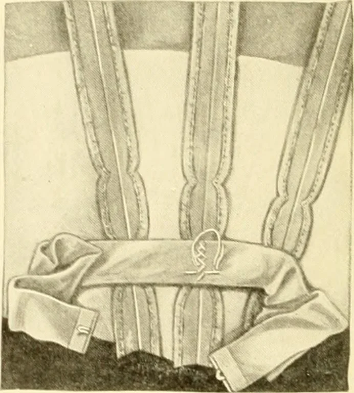 An illustration from The new dressmaker; with complete and fully illustrated instructions on every point connected with sewing, dressmaking and tailoring, from the actual stitches to the cutting, making, altering, mending, and cleaning of clothes for ladies, misses, girls, children, infants, men and boys, 1921, leaf 43