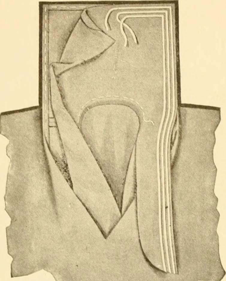 An illustration from The new dressmaker; with complete and fully illustrated instructions on every point connected with sewing, dressmaking and tailoring, from the actual stitches to the cutting, making, altering, mending, and cleaning of clothes for ladies, misses, girls, children, infants, men and boys, 1921, leaf 58