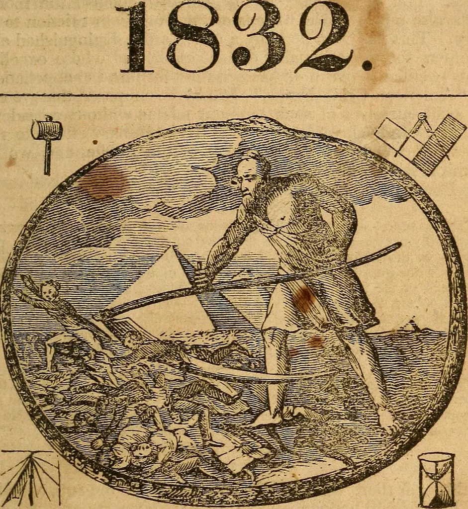 An illustration from New England anti-Masonic almanac for the year of Our Lord 1832, 1831, leaf 54