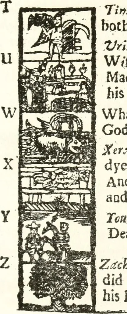 An illustration from The New-England primer; a history of its origin and development; with a reprint of the unique copy of the earliest known edition and many facsimile illustrations and reproductions, 1897, leaf 208