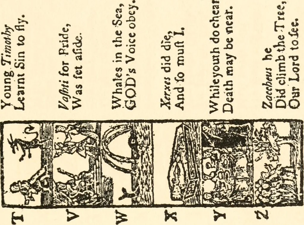 An illustration from The New-England primer; a history of its origin and development; with a reprint of the unique copy of the earliest known edition and many facsimile illustrations and reproductions, 1897, leaf 68