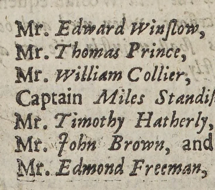 An illustration from New-Englands memoriall: : or, A brief relation of the most memorable and remarkable passages of the providence of God, manifested to the planters of New-England in America; with special reference to the first colony thereof, called New-Plimouth. As also a nomination of divers of the most eminent instruments deceased, both of church and common-wealth, improved in the first beginning and after-progress of sundry of the respective jurisdictions in those parts; in reference unto sundry exemplary passages of their lives, and the time of their death., 1669, leaf 134