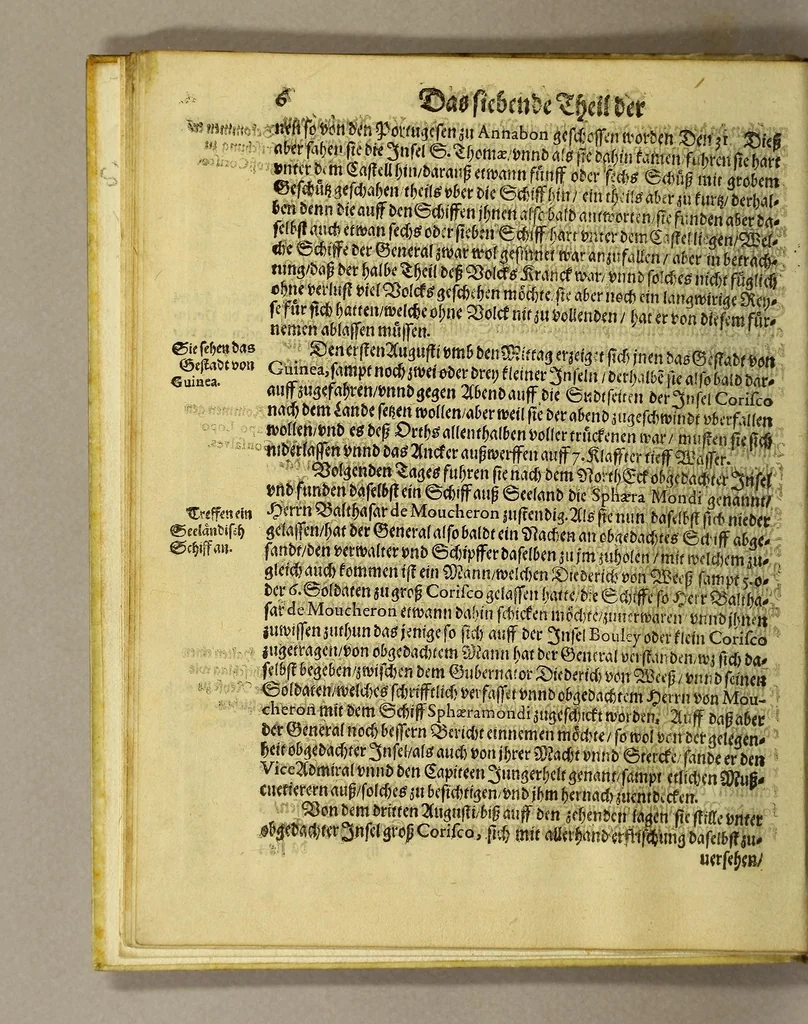 An illustration from Newe Schifffahrt Einer dreyjährigen Reyse,, 1605, leaf 24