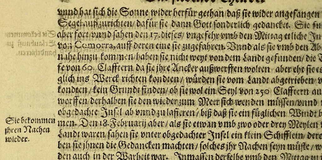 An illustration from Newe Schifffahrt Einer dreyjährigen Reyse,, 1605, leaf 42
