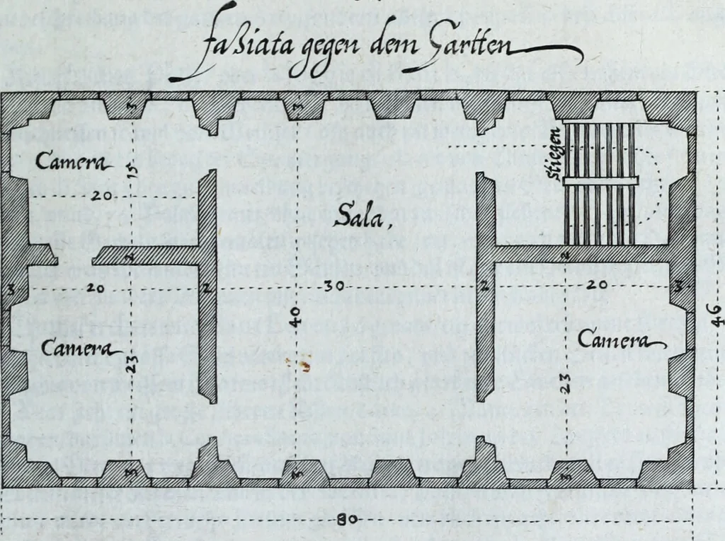 An illustration from Newes itinerarium Italiae : in welchem der Reisende nicht allein gründtlichen Bericht, durch die herzlichste namhaffteste Örter Italiae sein Reiss wol zubestellen, sonder es wirdt jhme auch gantz eygentlich beschriben, was allda als in einem Lustgarten di Europe ... an Sitten vnd Gewonheiten, im Geistlichen vnd Politischen, an mechanischen Wercken zu Land vnd zu Wasser, vnd also an Gebäwen ... denckwürdig zu sehen : alles ... an Tag gegeben ..., 1627, leaf 263