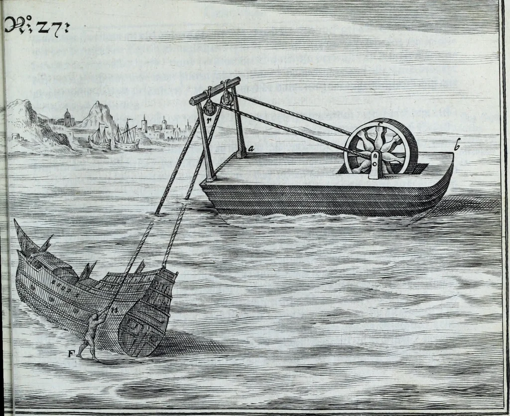 An illustration from Newes itinerarium Italiae : in welchem der Reisende nicht allein gründtlichen Bericht, durch die herzlichste namhaffteste Örter Italiae sein Reiss wol zubestellen, sonder es wirdt jhme auch gantz eygentlich beschriben, was allda als in einem Lustgarten di Europe ... an Sitten vnd Gewonheiten, im Geistlichen vnd Politischen, an mechanischen Wercken zu Land vnd zu Wasser, vnd also an Gebäwen ... denckwürdig zu sehen : alles ... an Tag gegeben ..., 1627, leaf 287