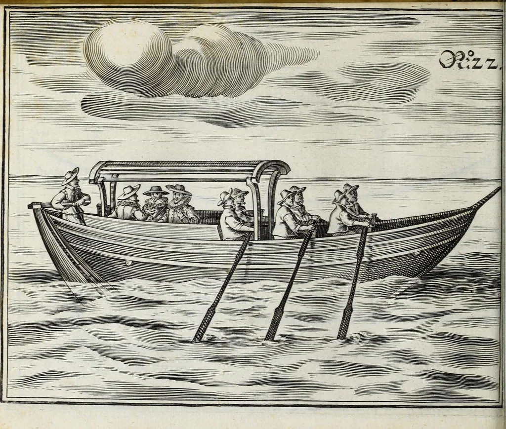 An illustration from Newes itinerarium Italiae : in welchem der Reisende nicht allein gründtlichen Bericht, durch die herzlichste namhaffteste Örter Italiae sein Reiss wol zubestellen, sonder es wirdt jhme auch gantz eygentlich beschriben, was allda als in einem Lustgarten di Europe ... an Sitten vnd Gewonheiten, im Geistlichen vnd Politischen, an mechanischen Wercken zu Land vnd zu Wasser, vnd also an Gebäwen ... denckwürdig zu sehen : alles ... an Tag gegeben ..., 1627, leaf 302