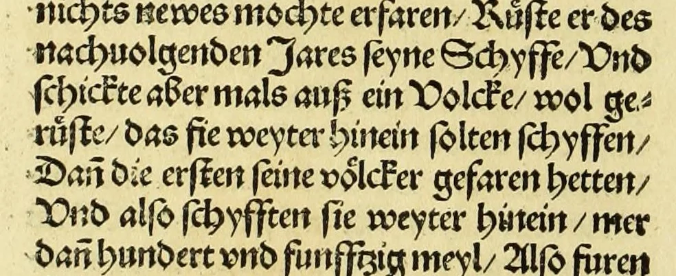 An illustration from Newe vnbekanthe Landte und ein newe Weldte in kurtz verganger Zeythe erfunden, 1508, leaf 10
