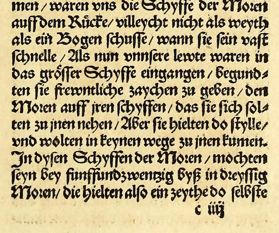 An illustration from Newe vnbekanthe Landte und ein newe Weldte in kurtz verganger Zeythe erfunden, 1508, leaf 37