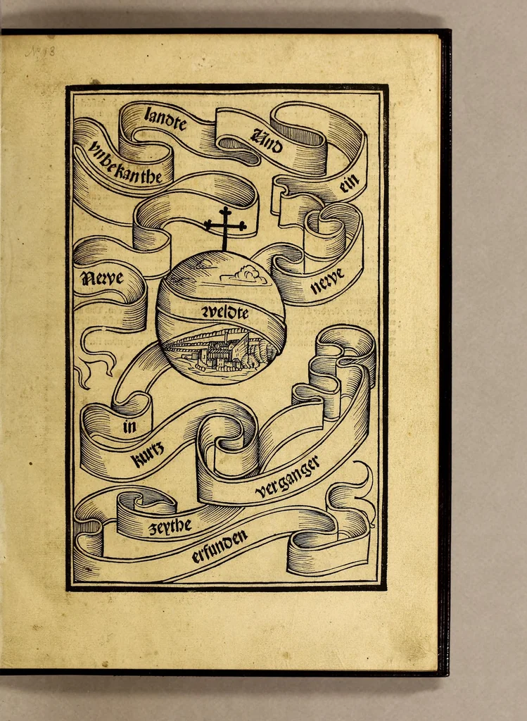 An illustration from Newe vnbekanthe Landte und ein newe Weldte in kurtz verganger Zeythe erfunden, 1508, leaf 7