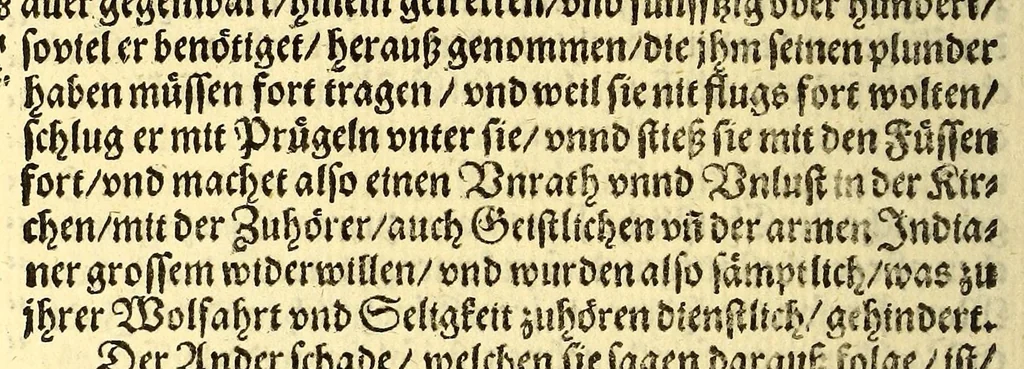 An illustration from Newe Welt. : Warhafftige Anzeigung der Hispanier grewlichen, abschewlichen vnd vnmenschlichen Tyranney, von jhnen inn den indianischen Ländern, so gegen Nidergang der Sonnen gelegen, vnd die Newe Welt genennet wird, begangen., 1597, leaf 148