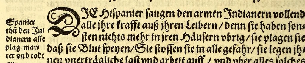 An illustration from Newe Welt. : Warhafftige Anzeigung der Hispanier grewlichen, abschewlichen vnd vnmenschlichen Tyranney, von jhnen inn den indianischen Ländern, so gegen Nidergang der Sonnen gelegen, vnd die Newe Welt genennet wird, begangen., 1597, leaf 156