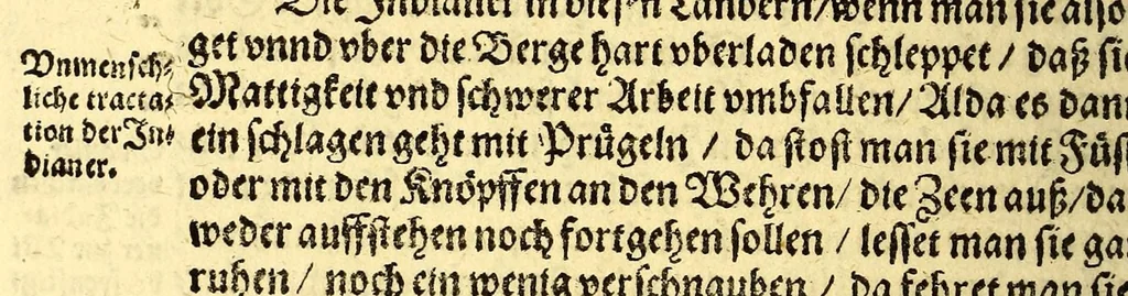 An illustration from Newe Welt. : Warhafftige Anzeigung der Hispanier grewlichen, abschewlichen vnd vnmenschlichen Tyranney, von jhnen inn den indianischen Ländern, so gegen Nidergang der Sonnen gelegen, vnd die Newe Welt genennet wird, begangen., 1597, leaf 88